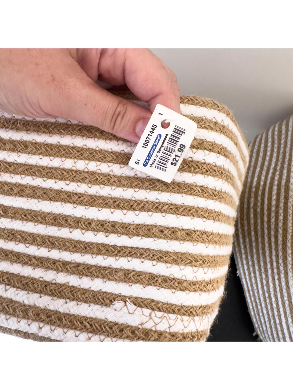 NWT Soft Woven Rope Stripe Pattern Storage Basket Bins - Set of 2 - Picture 5 of 5